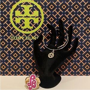 Tory Burch Silver and Pink Bracelet